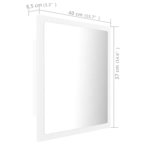 LED kupaonsko ogledalo bijelo 40 x 8,5 x 37 cm akrilno - Bijela Cijena