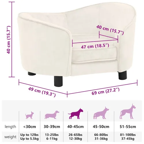 Sofa za pse krem 69 x 49 x 40 cm plišana - Krema Cijena