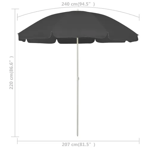 Suncobran za plažu antracit 240 cm - Antracit 240 cm Cijena