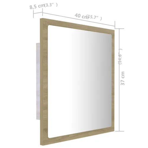 LED kupaonsko ogledalo boja hrasta sonome 40x8,5x37 cm akrilno - Sonoma hrast Cijena