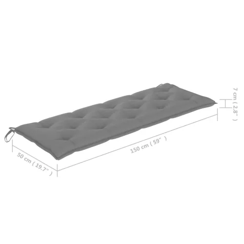 Složiva vrtna klupa s jastukom 159 cm od masovne tikovine - Siva 150 cm 1 1 Cijena