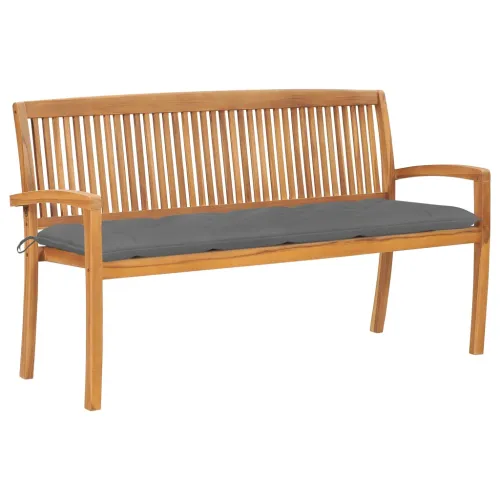 Složiva vrtna klupa s jastukom 159 cm od masovne tikovine - Siva 150 cm 1 1 Cijena