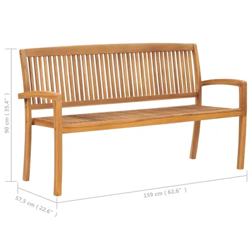 Složiva vrtna klupa s jastukom 159 cm od masovne tikovine - Siva 150 cm 1 1 Cijena