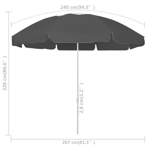 Suncobran za plažu antracit 240 cm - Antracit 240 cm Cijena