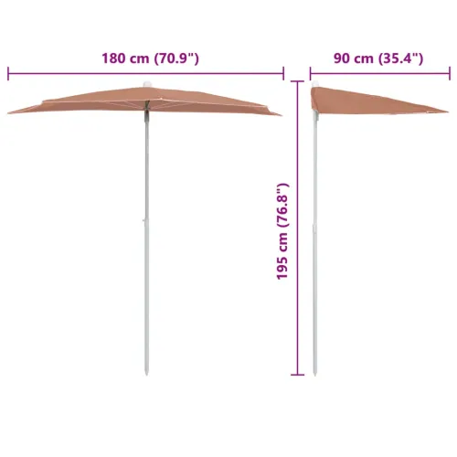 Vrtni polukružni suncobran sa stupom 180 x 90 cm terakota - Terakota 1 Terakota Cijena