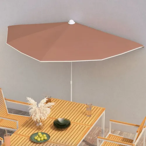 Vrtni polukružni suncobran sa stupom 180 x 90 cm terakota - Terakota 1 Terakota Cijena