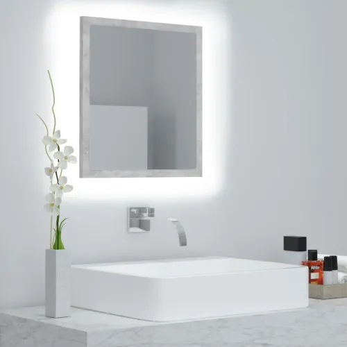 LED kupaonsko ogledalo siva boja betona 40x8,5x37 cm akrilno - Beton siva Cijena