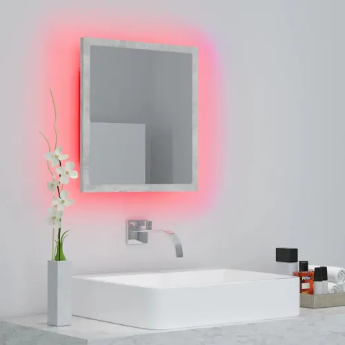 LED kupaonsko ogledalo siva boja betona 40x8,5x37 cm akrilno - Beton siva Cijena