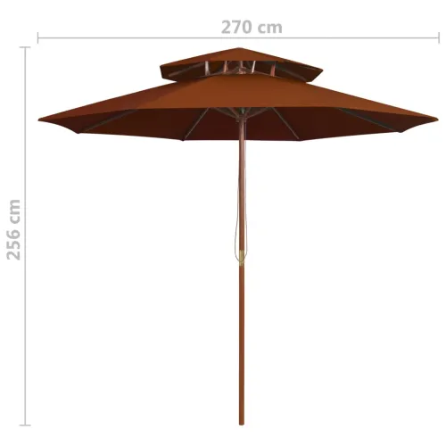 Suncobran s dvije razine i drvenim stupom 270 cm terakota - Terakota Cijena