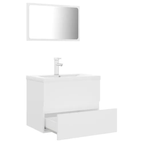 Set kupaonskog namještaja od konstruiranog drva bijeli - Bijela 60 x 38.5 x 45 cm Sa slavinom 1 Cijena