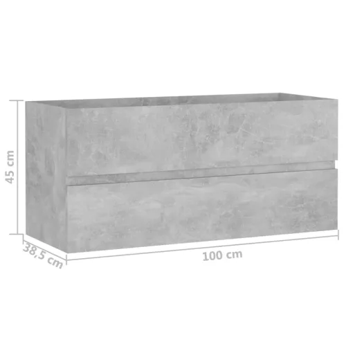 Ormarić za Lavabo - Umivaonik siva boja betona 100 x 38,5 x 45 cm drveni - Beton siva 100 x 38.5 x 45 cm Cijena