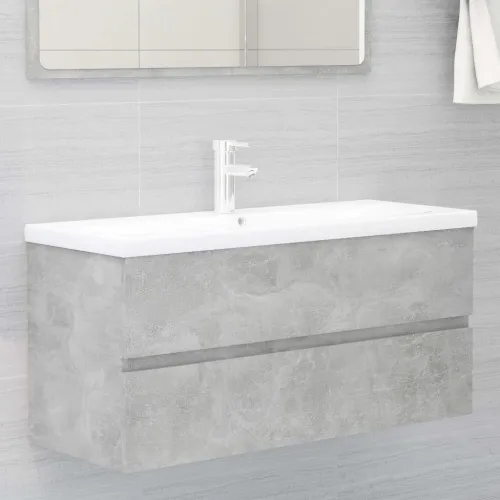 Ormarić za Lavabo - Umivaonik siva boja betona 100 x 38,5 x 45 cm drveni - Beton siva 100 x 38.5 x 45 cm Cijena