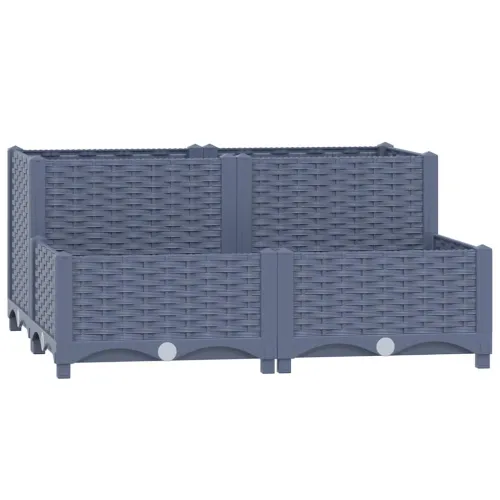 Povišena gredica 80x80x38 cm od polipropilena - Plavo-siva 80 x 80 x (23-38) cm bez kotača Cijena