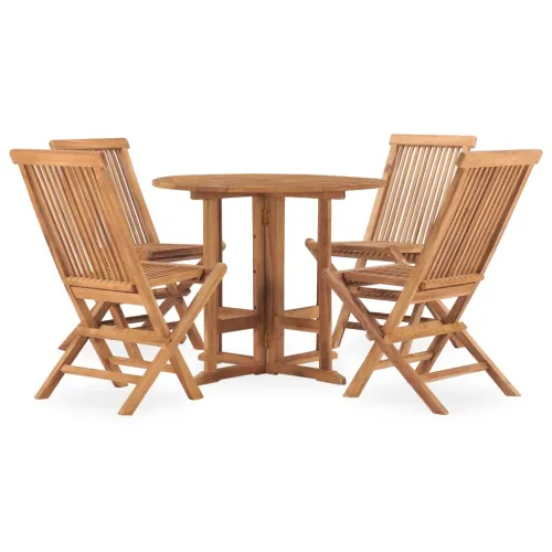 5-dijelni sklopivi vrtni blagovaonski set od masivne tikovine - Za 4 osobe (bez naslona za ruke) Okruglo Ø 90 x 75 cm Cijena