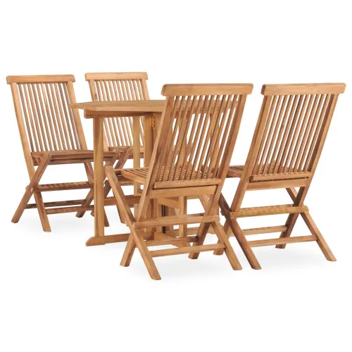 5-dijelni sklopivi vrtni blagovaonski set od masivne tikovine - Za 4 osobe (bez naslona za ruke) Osmerokut 90 x 90 x 75 cm Cijena