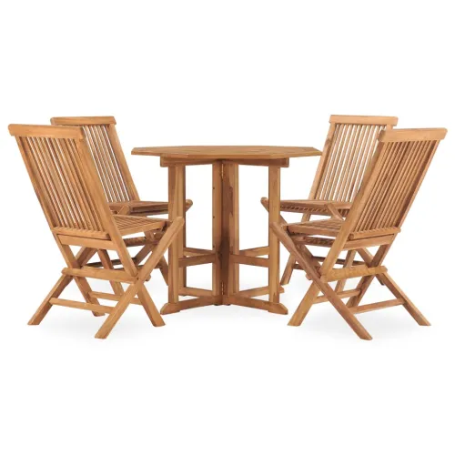 5-dijelni sklopivi vrtni blagovaonski set od masivne tikovine - Za 4 osobe (bez naslona za ruke) Osmerokut 90 x 90 x 75 cm Cijena