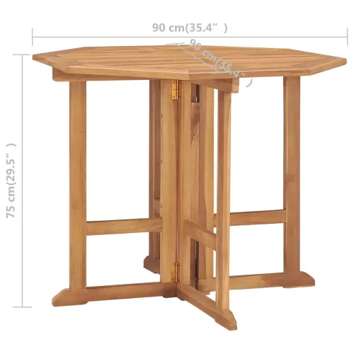5-dijelni sklopivi vrtni blagovaonski set od masivne tikovine - Za 4 osobe (s naslonom za ruke) Osmerokut 90 x 90 x 75 cm Cijena