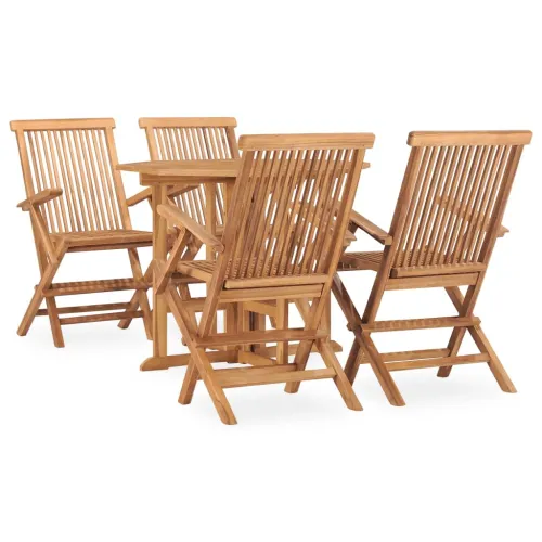 5-dijelni sklopivi vrtni blagovaonski set od masivne tikovine - Za 4 osobe (s naslonom za ruke) Osmerokut 90 x 90 x 75 cm Cijena