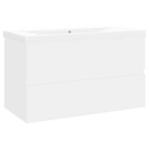 Ormarić s ugrađenim Lavabo - Umivaonikom bijeli od konstruiranog drva - Bijela 80 x 38.5 x 45 cm 1 bez slavine i odvoda Cijena