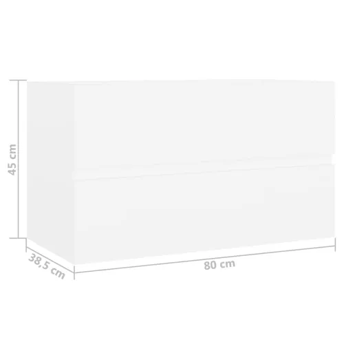 Ormarić s ugrađenim Lavabo - Umivaonikom bijeli od konstruiranog drva - Bijela 80 x 38.5 x 45 cm 1 bez slavine i odvoda Cijena