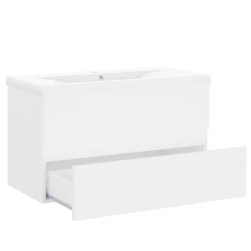 Ormarić s ugrađenim Lavabo - Umivaonikom bijeli od konstruiranog drva - Bijela 80 x 38.5 x 45 cm 1 bez slavine i odvoda Cijena