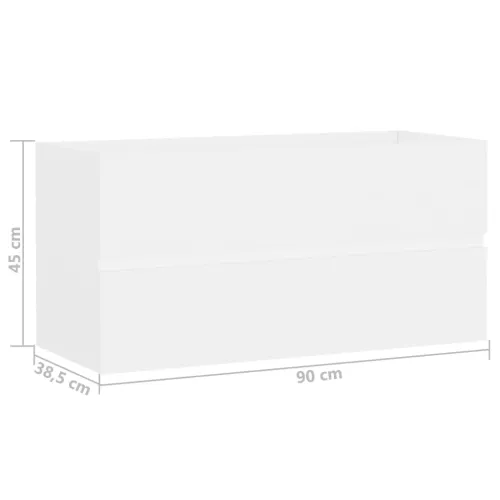 Ormarić s ugrađenim Lavabo - Umivaonikom od konstruiranog drva bijeli - Bijela 90 x 38.5 x 45 cm bez slavine i odvoda Cijena