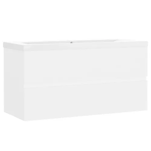 Ormarić s ugrađenim Lavabo - Umivaonikom od konstruiranog drva bijeli - Bijela 90 x 38.5 x 45 cm bez slavine i odvoda Cijena