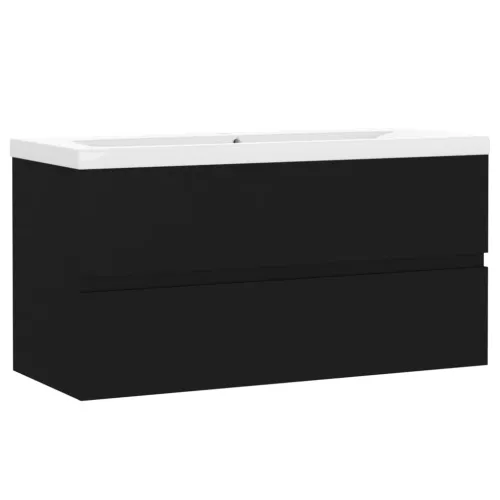 Ormarić s ugrađenim Lavabo - Umivaonikom od konstruiranog drva crni - Crna 90 x 38.5 x 45 cm 1 bez slavine i odvoda Cijena