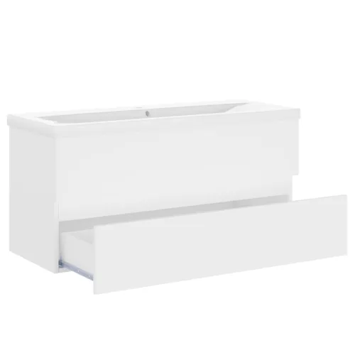 Ormarić s ugrađenim Lavabo - Umivaonikom bijeli konstruirano drvo - Bijela 100 x 38.5 x 45 cm bez slavine i odvoda Cijena