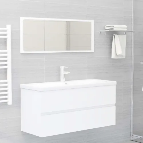 Ormarić s ugrađenim Lavabo - Umivaonikom bijeli konstruirano drvo - Bijela 100 x 38.5 x 45 cm bez slavine i odvoda Cijena
