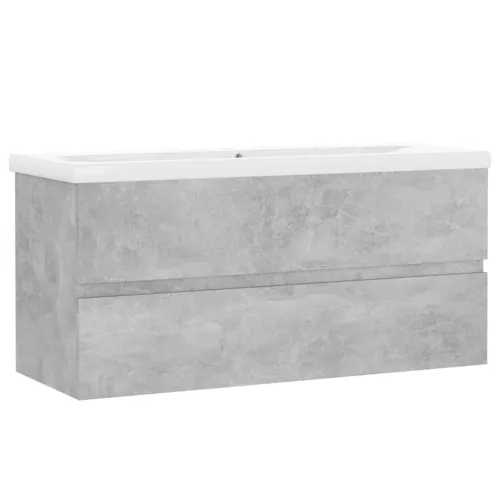 Ormarić s ugrađenim Lavabo - Umivaonikom siva boja betona drvena - Beton siva 100 x 38.5 x 45 cm 1 bez slavine i odvoda Cijena