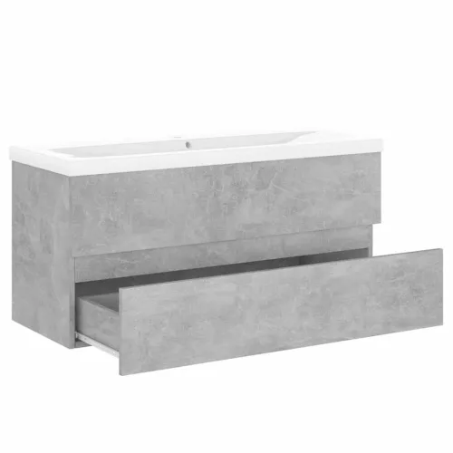 Ormarić s ugrađenim Lavabo - Umivaonikom siva boja betona drvena - Beton siva 100 x 38.5 x 45 cm bez slavine i odvoda Cijena