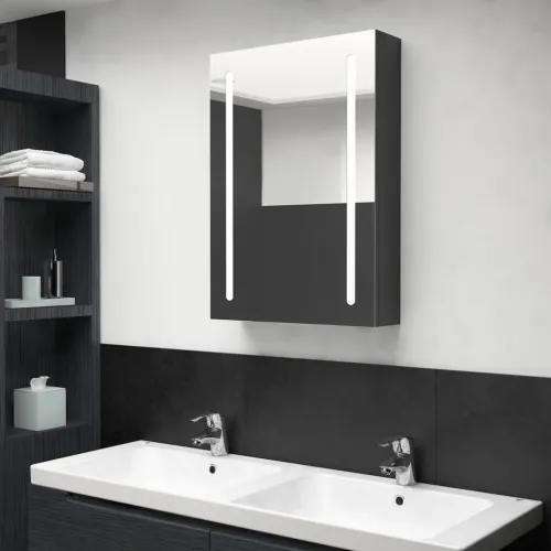 LED kupaonski ormarić s ogledalom sjajni crni 50 x 13 x 70 cm - Sjajna crna 50 x 13 x 70 cm Cijena