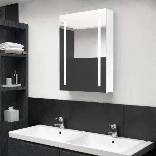 LED kupaonski ormarić s ogledalom sjajni bijeli 50 x 13 x 70 cm - Sjajna bijela 50 x 13 x 70 cm Cijena