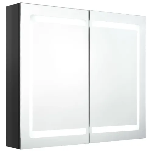 LED kupaonski ormarić s ogledalom sjajni crni 80 x 12 x 68 cm - Sjajna crna Cijena