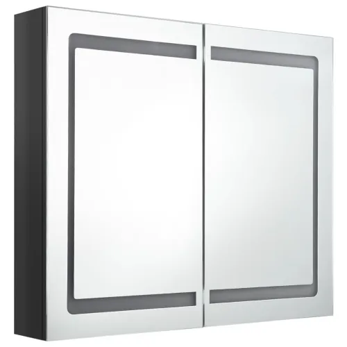 LED kupaonski ormarić s ogledalom sjajni crni 80 x 12 x 68 cm - Sjajna crna Cijena