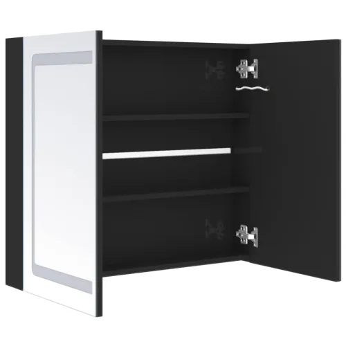 LED kupaonski ormarić s ogledalom sjajni crni 80 x 12 x 68 cm - Sjajna crna Cijena