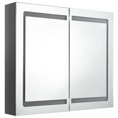 LED kupaonski ormarić s ogledalom sjajni sivi 80 x 12 x 68 cm - Sjajna siva Cijena