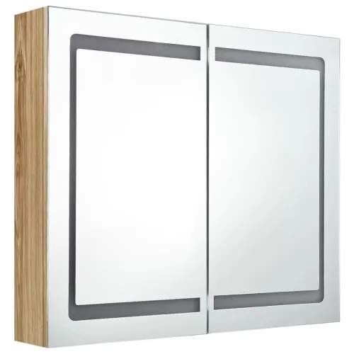 LED kupaonski ormarić s ogledalom boja hrasta 80 x 12 x 68 cm - Boja hrasta Cijena