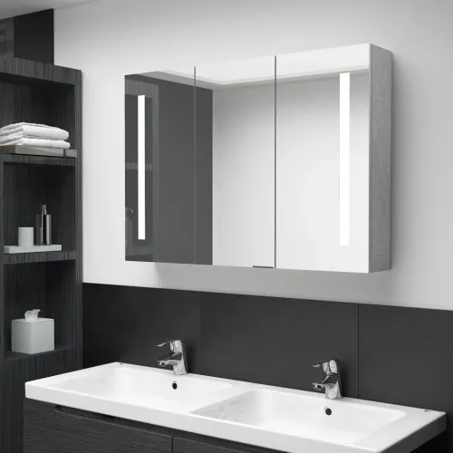 LED kupaonski ormarić s ogledalom siva boja betona 89x14x62 cm - Beton siva 89 x 14 x 62 cm Cijena