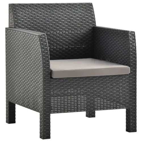Vrtna stolica s jastukom antracit boje 63x65x76 cm PP ratan Cijena