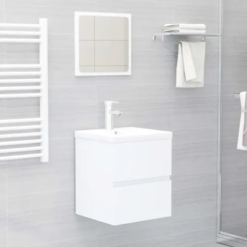 Ormarić s ugrađenim Lavabo - Umivaonikom bijeli od konstruiranog drva - Bijela 41 x 38.5 x 45 cm sa slavinom i odvodom Cijena