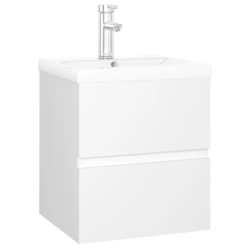 Ormarić s ugrađenim Lavabo - Umivaonikom bijeli od konstruiranog drva - Bijela 41 x 38.5 x 45 cm sa slavinom i odvodom Cijena