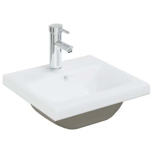 Ormarić s ugrađenim Lavabo - Umivaonikom bijeli od konstruiranog drva - Bijela 41 x 38.5 x 45 cm sa slavinom i odvodom Cijena