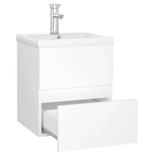 Ormarić s ugrađenim Lavabo - Umivaonikom bijeli od konstruiranog drva - Bijela 41 x 38.5 x 45 cm sa slavinom i odvodom Cijena