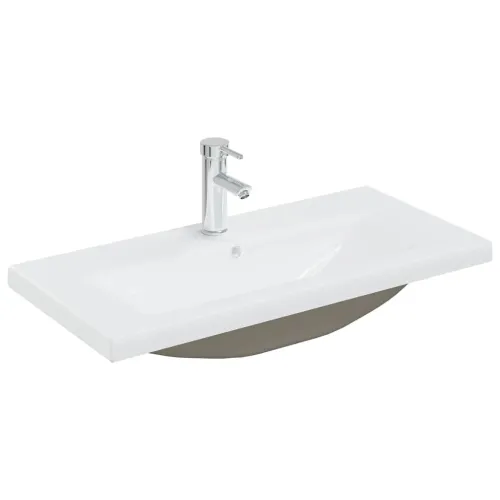 Ormarić s ugrađenim Lavabo - Umivaonikom bijeli konstruirano drvo - Bijela 80 x 38.5 x 45 cm 1 sa slavinom i odvodom Cijena