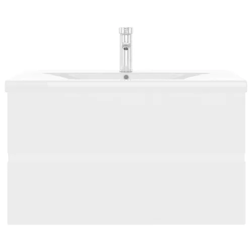 Ormarić s ugrađenim Lavabo - Umivaonikom bijeli konstruirano drvo - Bijela 80 x 38.5 x 45 cm 1 sa slavinom i odvodom Cijena