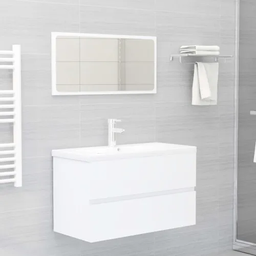 Ormarić s ugrađenim Lavabo - Umivaonikom bijeli konstruirano drvo - Bijela 80 x 38.5 x 45 cm 1 sa slavinom i odvodom Cijena