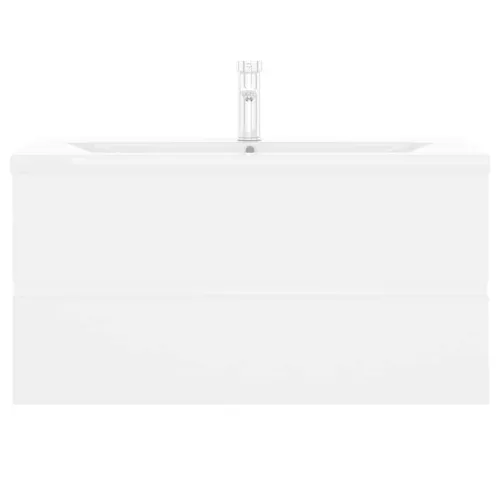 Ormarić s ugrađenim Lavabo - Umivaonikom bijeli konstruirano drvo - Bijela 90 x 38.5 x 45 cm sa slavinom i odvodom Cijena
