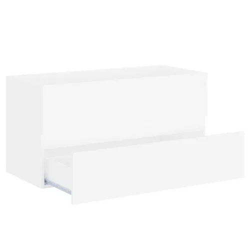 Ormarić s ugrađenim Lavabo - Umivaonikom bijeli konstruirano drvo - Bijela 90 x 38.5 x 45 cm sa slavinom i odvodom Cijena